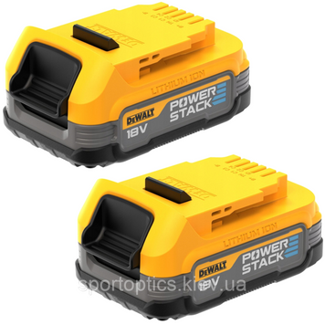 Набір акумуляторних батарей PowerStack DeWALT DCBP034E2 (2шт, 18 В XR PowerStack, 1.7Аг, 0.7кг) DCBP034E2 фото