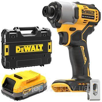 Шурупокрут ударний акумуляторний DeWALT DCF840E1T (18В, 192Нм, 0.88кг, ЗП +PowerStack 1.7Ач) DCF840E1T фото