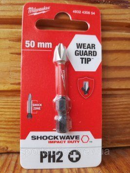 Біта SHOCKWAVE MILWAUKEE, PH2, 50мм (1шт) 4932430854 фото